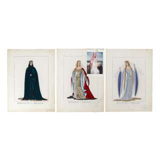 A Group of Three Costume Sketches for Angela Lansbury Designed by Edith Head for The Court Jester | Bonhams
