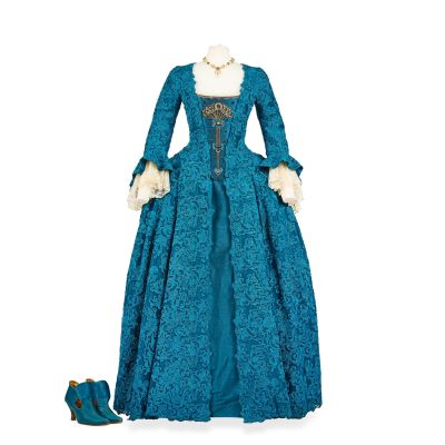 Lot 124 - Claire’s evening gown, known as ’The Peacock Dress’ Season 7, Episode 11, ’A Hundredweight of Stones’ Qty | Bonhams