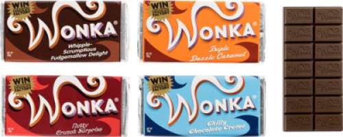 Willie Wonka Chocolate Bars (5) from Charlie and the Chocolate Factory (Warner, 2005). <...