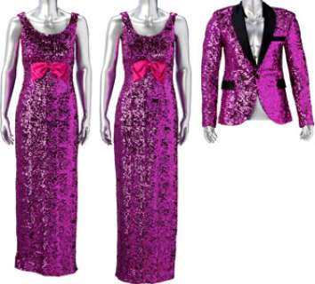 Dianna Agron "Quinn Fabray" and Jenna Ushkowitz "Tina Cohen-Chang" Pair of Pink Full-Length Sequined Tank Gowns; and Chris Co...