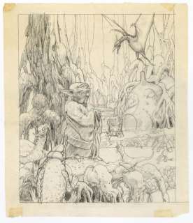 Star Wars - Ep V - the Empire Strikes Back (1980) | Yoda Drawing For Radio Drama Poster Illustration by Ralph McQuarrie | Propstore