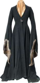 Catelyn Stark (Michelle Fairley) Dark Green Overcoat from Game of Thrones (HBO® Original 2011-2019, Season 1).