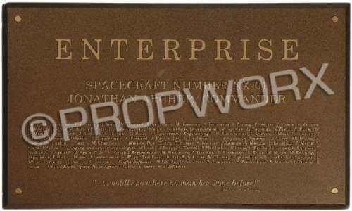 Lot 209 - Enterprise NX-01 Dedication Plaque