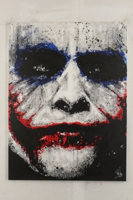 Joker - Heath Ledger - The Dark Knight - By PopArt Artist Vincent Mink - Handpainted and signed. - Portrait | Catawiki