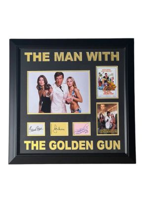 James Bond 007: The Man with the Golden Gun - James Bond 007 – Triple Signed Framed Display with Roger Moore, Britt Ekland & Maud Adams