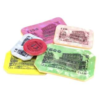 JAMES BOND: DR. NO (1962) - Lot 238 - Entertainment Memorabilia Live Auction - Five Le Cercle Casino Plaques with ÃƒÆ’Ã¢â‚¬Å¡Ãƒâ€šÃ‚Â£1 Chip