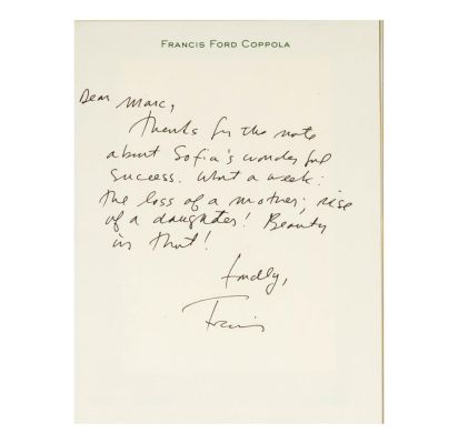 Francis Ford Coppola Signed Letter to Mark Canton | Abell Auction