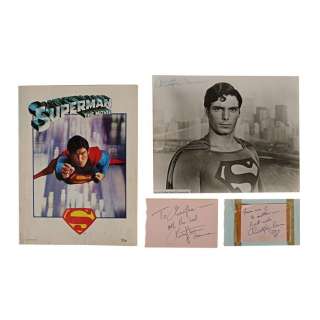 Superman (1978) | Set of Three Christopher Reeve Autographs and a Promotional Booklet | Propstore