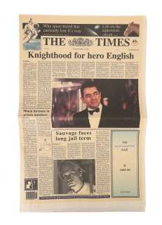 JOHNNY ENGLISH - ‘‘Knighthood For Hero English‘‘ Newspaper
