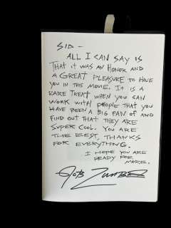 Lot 132 - Rob Zombie signed script note to Sid Haig House of thousand corpses