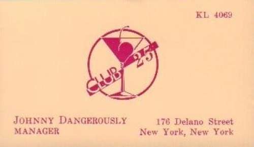 Lot 45 - Johnny Dangerously prop business card