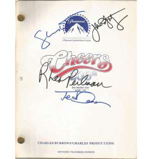 Cheers 200th episode original set used script signed on the cover by Ted Danson, Rhea Perlman, Georg | Piece of the Past