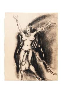 Lot 500 - Silence of the Lambs | Paula Payne Signed Original "Hannibal Lecter" Nude Woman With Phallus Illustration