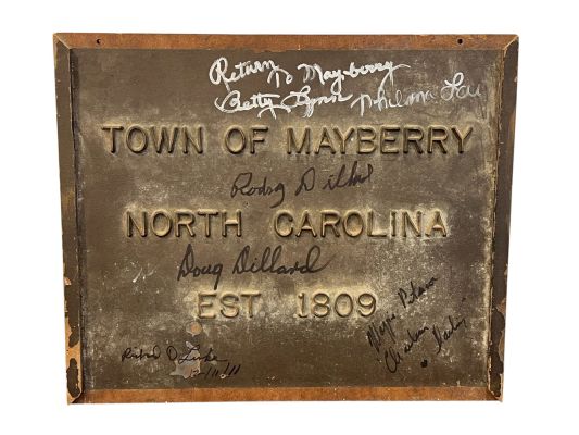 Lot 176 - Autographed Original Production Screen Used Mayberry Town Plaque | Other auctions