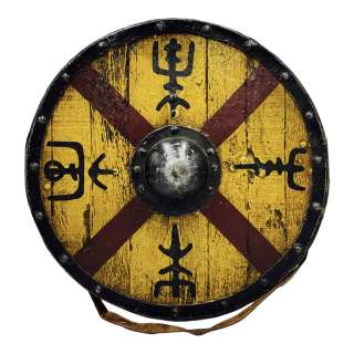 Lot #136: Vikings King Harald Finehair Peter Franzen Screen Used Army Shield Ep 515: Authentic Auction Item | VIP Fan Auctions | VIP Fan Auctions