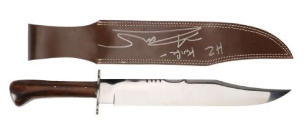 HALLOWEEN II (2009) - Lot #178 : Rob Zombie Collection: Michael Myers‘ (Tyler Mane) Metal Bowie Knife with Zombie-Autographed Storage Sheath