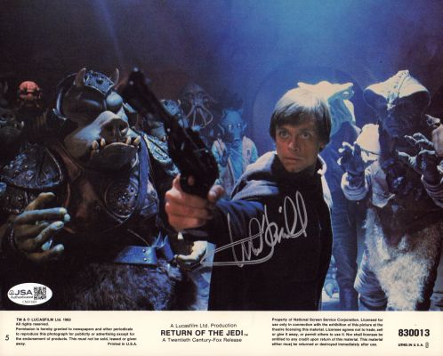 Mark Hamill as Luke Skywalker in Star Wars: Return of the Jedi (JSA) Signed 8x10 Vintage Lobby Card | SWAU