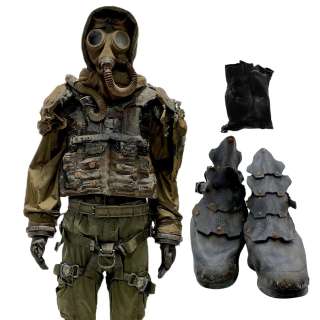 Snowpiercer Marauder’s Vest Armor, Zip-Front Vest, Long Sleeve Shirt, Cropped Jacket, Zip-Front Pants, Belt, Knee Pads, Harness, Fingerless Gloves, Mask, Gloves & Lace-up Boots | VIP Fan Auctions