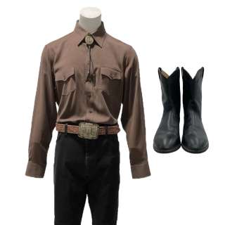 Fargo Season 5 Roy Tillman’s Jon Hamm Button-up Shirt, Jeans, Bolo Tie, Belt Buckle, Belt & Boots | VIP Fan Auctions
