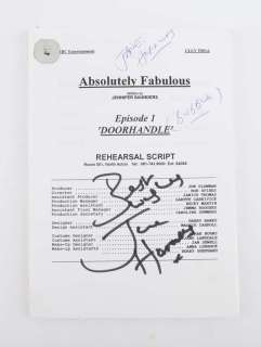 Lot 4507 - Jane Horrocks - Absolutely Fabulous script ‘Episode 1 Doorhandle‘ by Jennifer Saunders, signed to…