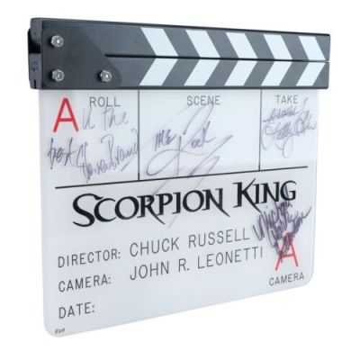 THE SCORPION KING (2002) - Lot #1107 : Dwayne Johnson, Michael Clarke Duncan, and Key Cast-Autographed "A" Camera Clapperboard