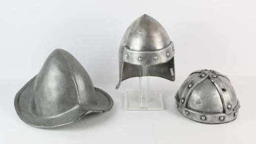 Three western costume company helmets; the Spanish style helmet of the three is from Captain Blood… | Ewbank’s