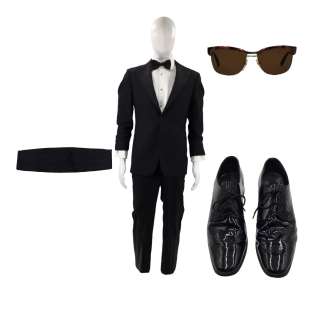Saltburn Oliver Quick (Barry Keoghan) Screen Worn Dress Shirt, Trousers, Dress Shoes, Bow Tie, Cummerbund, Sunglasses, Cufflink Set, Press Stud Set & Suit Jacket Ch 294 Sc 79pt5 | VIP Fan Auctions