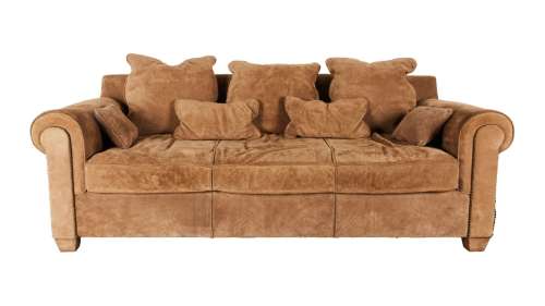 Frasier - Frasier Crane Penthouse Mocha Suede Coco Chanel Inspired Rectangular Sofa and Pillows