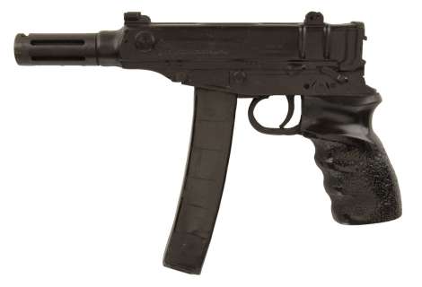 Lot 1470 - Keanu Reeves ‘Neo‘ pair of stunt Skorpion submachine guns from The Matrix.