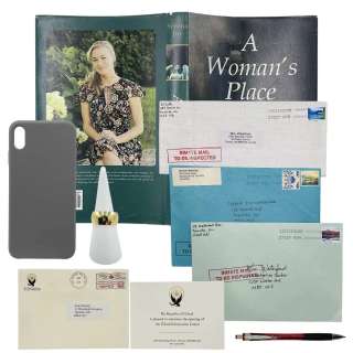 The Handmaid’s Tale Serena Joy Waterford Screen Used Phone Case, Ring, Invitation, Letters, Pen & A Woman’s Place Book Cover Ss Multiple | VIP Fan Auctions