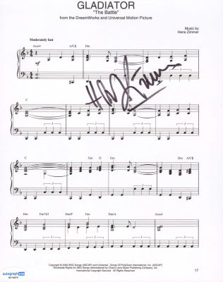 Hans Zimmer Composer of Gladiator Signed 8x10 Sheet Music | SWAU