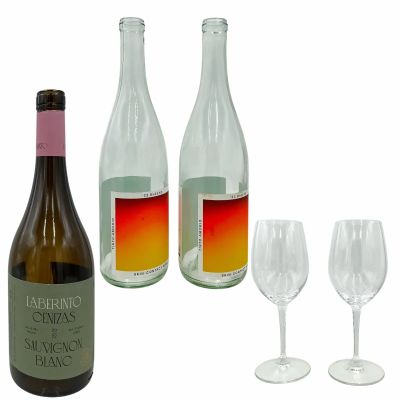 Lot 40: The Drama Emma & Charlie Screen Used (2) Wine Glass Set, (3) Wine Bottles | VIP Fan Auctions