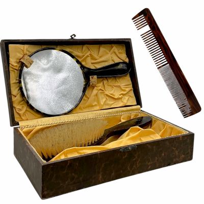 Lot 70: Wuthering Heights Nelly (Hong Chau) Production Used Box, Mirror, Bristle Brush & Hair Comb | VIP Fan Auctions