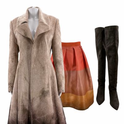 Lot 197: Batwoman (2019-2022) Alice (Rachel Skarsten) Screen Worn Coat, Boots & Stunt Skirt | VIP Fan Auctions