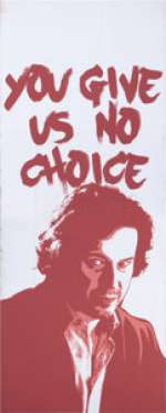 Westworld (HBO®Original 2016-2022) John Gallagher Jr. "Liam Dempsey" Real World and Sublime Riots Banner from Seasons 3 and 4.