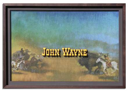Large, Original Hand-Painted 33’’ x 23’’ Glass Movie Title Art Crediting John Wayne for ’’How the West Was Won’’ -- The Only John Wayne Glass Title Art Available | Nate Sanders