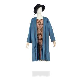 Lot 211 - Lily James (as Lady Rose): Blue coat, pink day dress and hat ensemble Season 5, Episode 1 & Season 5 press shoot 4