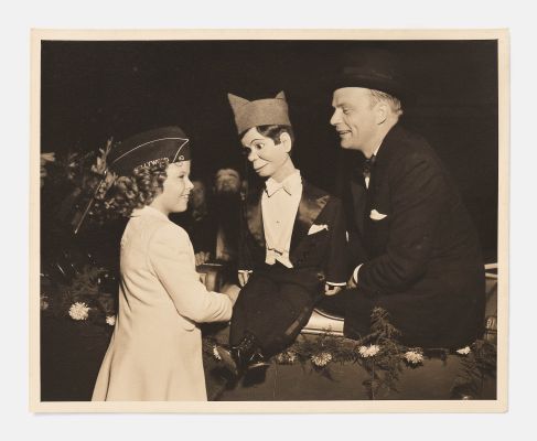 Shirley Temple 10’’ x 8’’ Photo with Edgar Bergen and His Puppet Charlie McCarthy, Circa 1937 | Nate Sanders