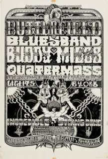Butterfield Blues Band/Buddy Miles Fillmore West BG-261 Poster Original Art by Norman Orr (Bill Graham, 1970). | Heritage