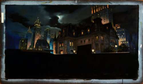 The Shadow Matte Painting of "Lamont Cranston Mansion - Night with Looming City" (Universal, 1994) | Heritage