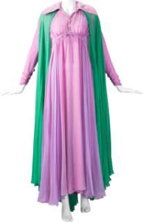 Agnes Moorehead "Endora" Signature Long Lilac Dress and Emerald Green Chiffon Floor-Length Vest from Bewitched<...