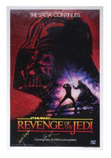 STAR WARS - EP VI - RETURN OF THE JEDI (1983) - Lot 309 - "Revenge of the Jedi" Teaser One-Sheet Signed by Richard Marquand, George Lucas, and Howard Kazanjian