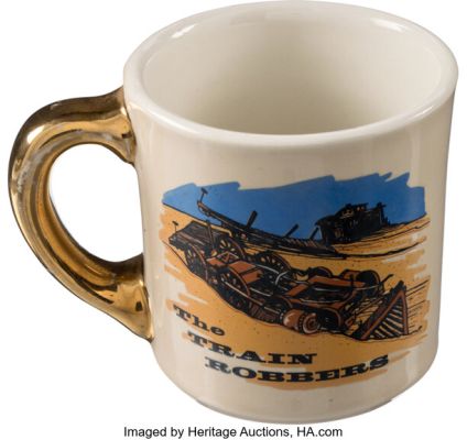 The Train Robbers (Warner Bros., 1973), John Wayne Signed Gifted Crew Mug to His Makeup Artist Dave Grayson. | Heritage