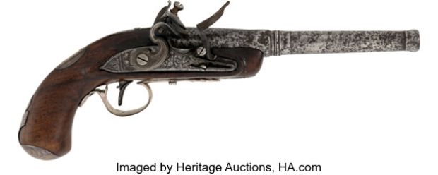 English Silver Mounted Flintlock Pistol from Pirates of the Caribbean Franchise (Walt Disney, 2006-2017). | Heritage