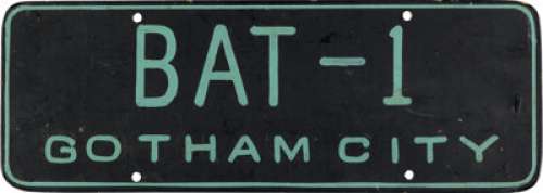 Batman (TCF TV, 1966-1968), Batmobile "BAT - 1 / GOTHAM CITY" License Plate. | Heritage