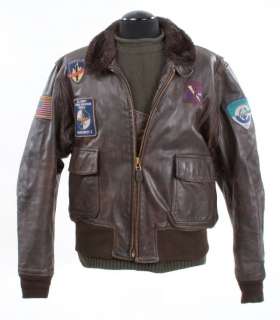 Lot 1108 - Schwarzenegger leather jacket & sweater - The 6th Day