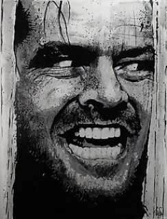 Jack Nicholson - The Shining - painting - handpainted and signed - By PopArt Artist Vincent Mink. - Portrait of the movie scene : The Shining" | Catawiki