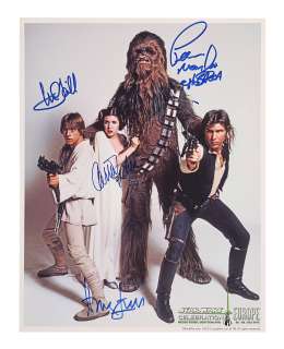STAR WARS: A NEW HOPE (1977) - Lot 936 - Harrison Ford, Mark Hamill, Carrie Fisher and Peter Mayhew Autographed Photo
