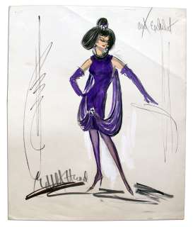 Shirley MacLaine Costume Sketch From the 1964 Film ’’What a Way to Go!’’ -- Drawn & Signed By Costume Designer Extraordinaire Edith Head | Nate Sanders