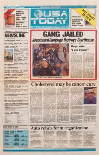 Prop future USA Today newspaper "Gang jailed: Hoverboard Rampage Destroys Courthouse" headline from | Profiles in History